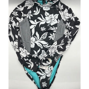 Roxy Girl One Piece Size 16/XL Swimwear Long Sleeve Multicolor Swimsuit,Blk. NWT